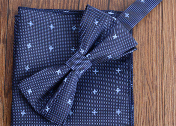 Fashion Adult Men's Pocket Square Bow Tie Two-piece Suit