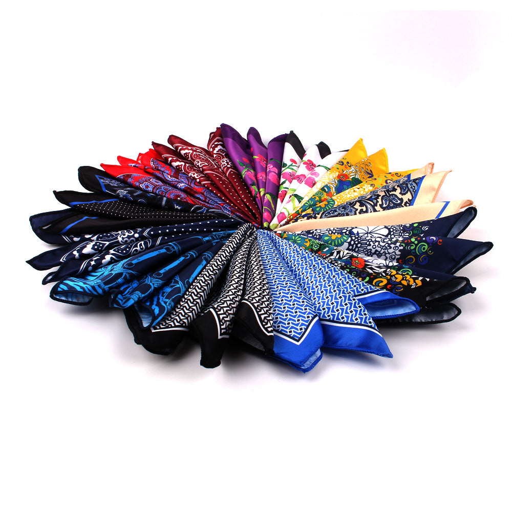 Men's Suit Pocket Cashew Flower Pattern Business Small Square Scarf