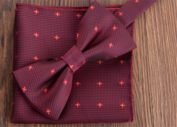 Fashion Adult Men's Pocket Square Bow Tie Two-piece Suit