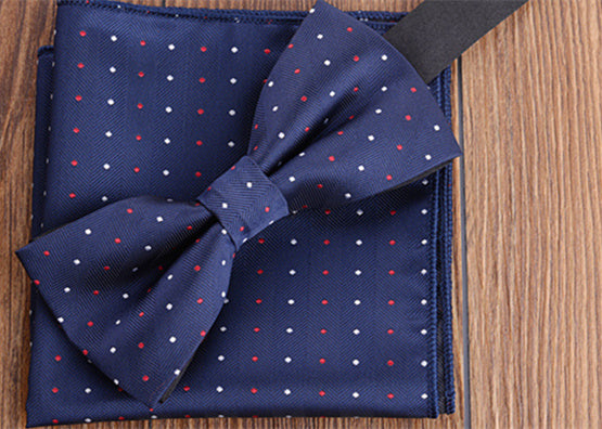 Fashion Adult Men's Pocket Square Bow Tie Two-piece Suit