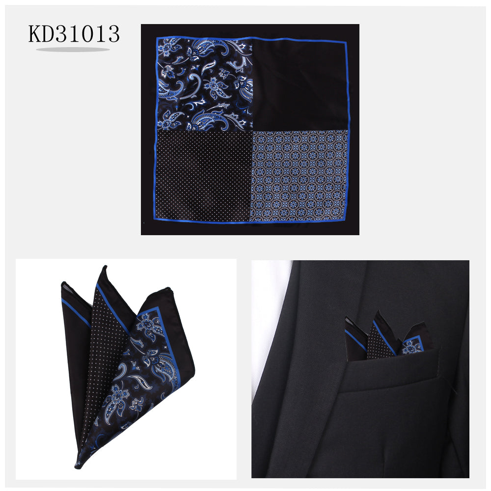 Men's Suit Pocket Cashew Flower Pattern Business Small Square Scarf