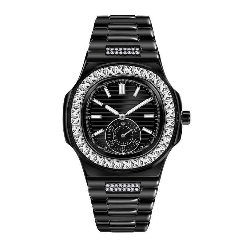 Men's Alloy And Diamond Luxury Wristwatch