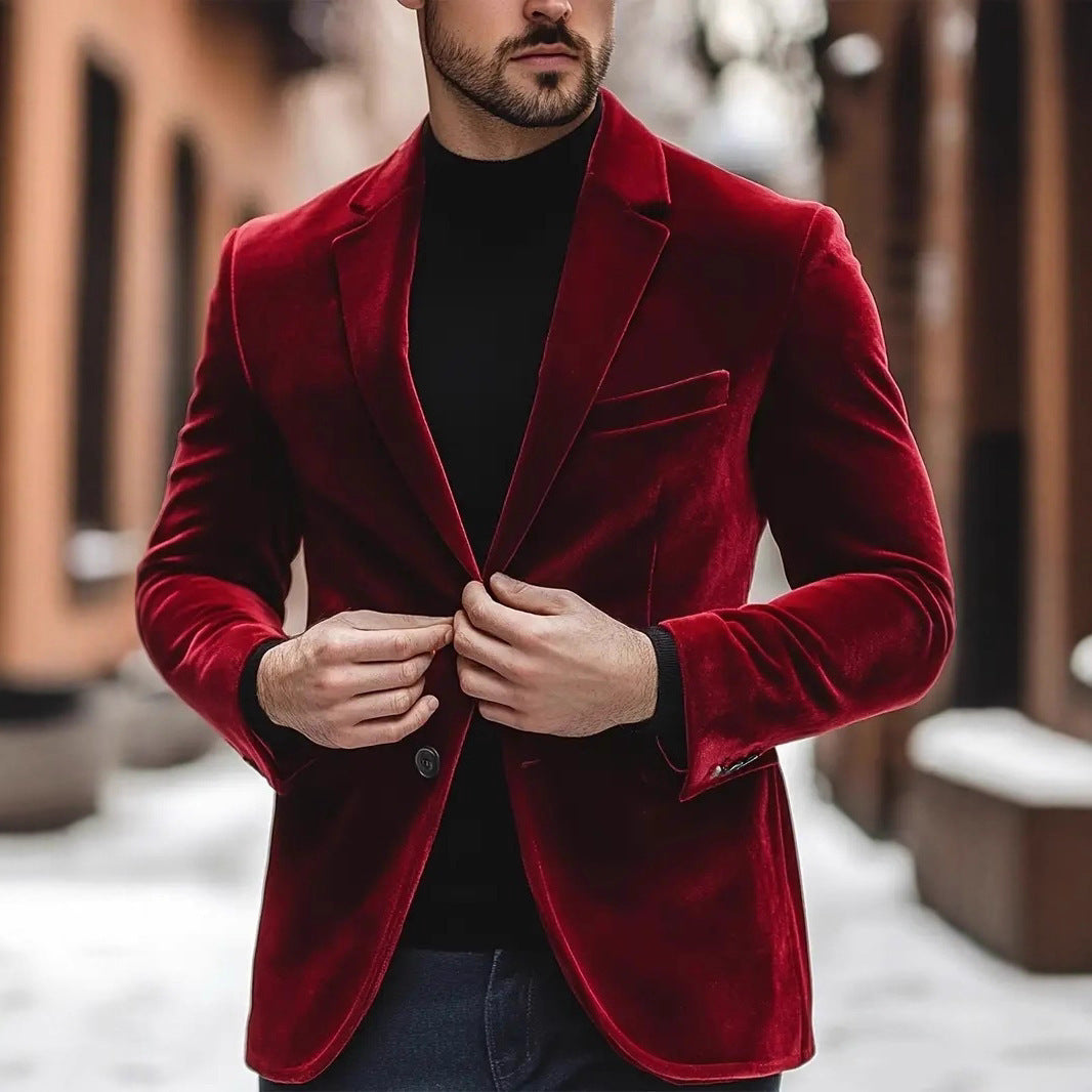 Velvet Blazer For Men Slim-fit