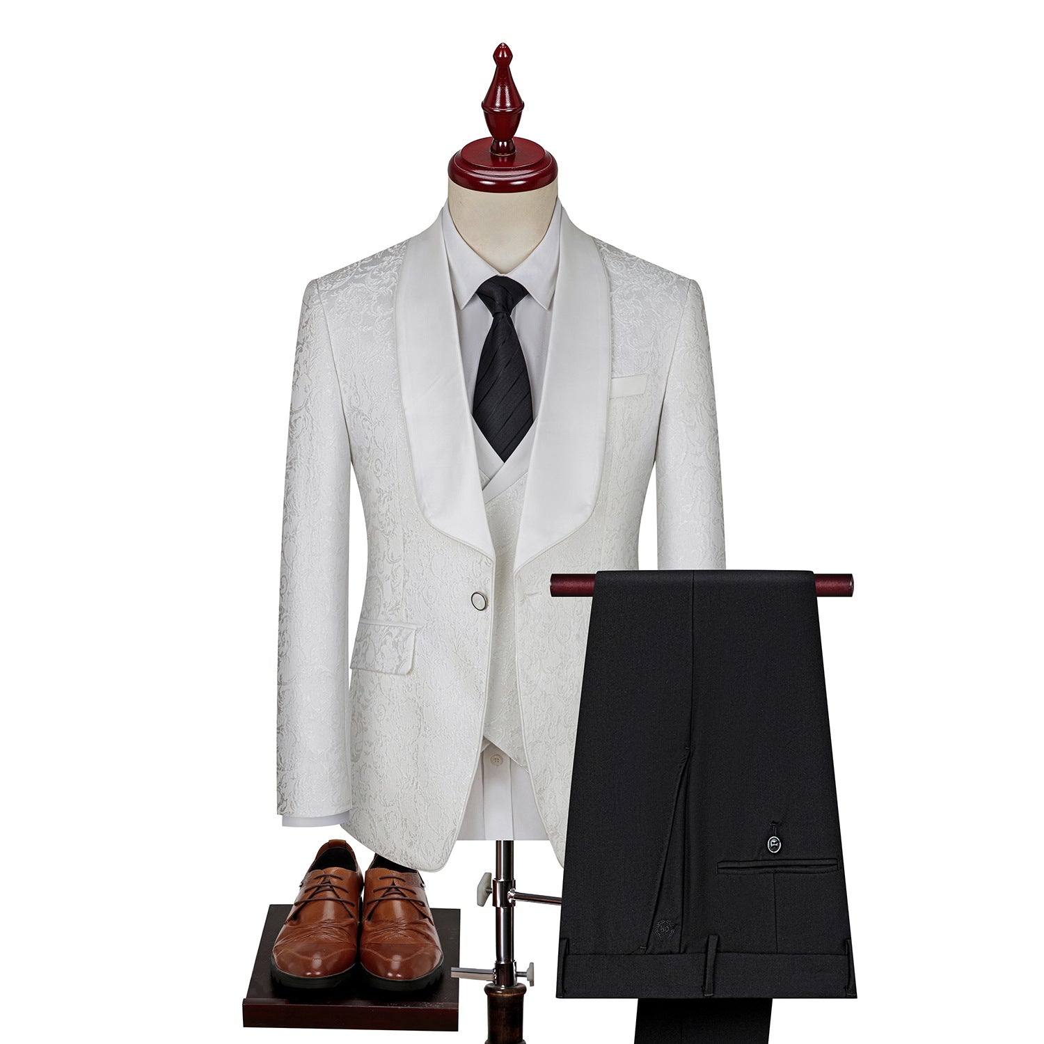 Men's Jacquard Wedding Dress Groom Suit