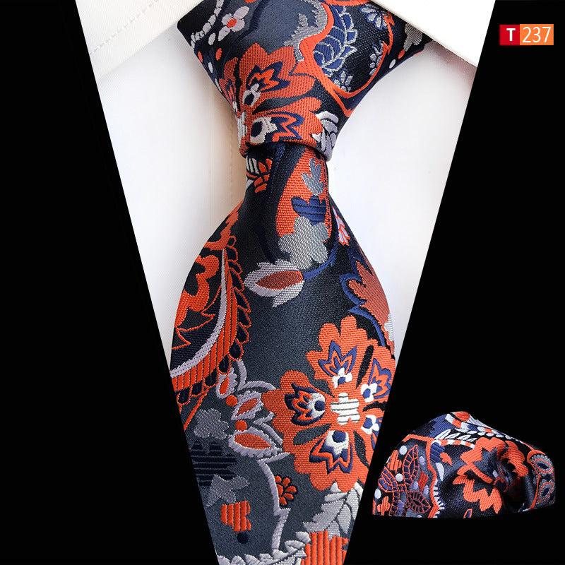 Pocket Square Tie Two-piece Set Polyester Jacquard High Filling Density Fabric