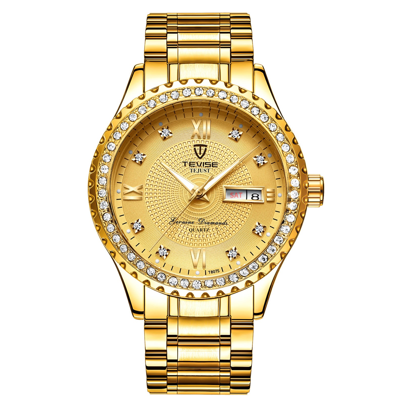 Quartz Gold Diamond Wristwatch