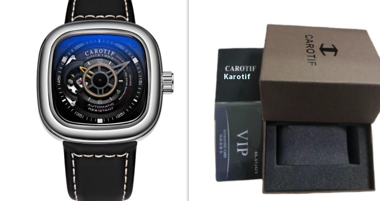 Men's Hollow Square Dial Mechanical Watch