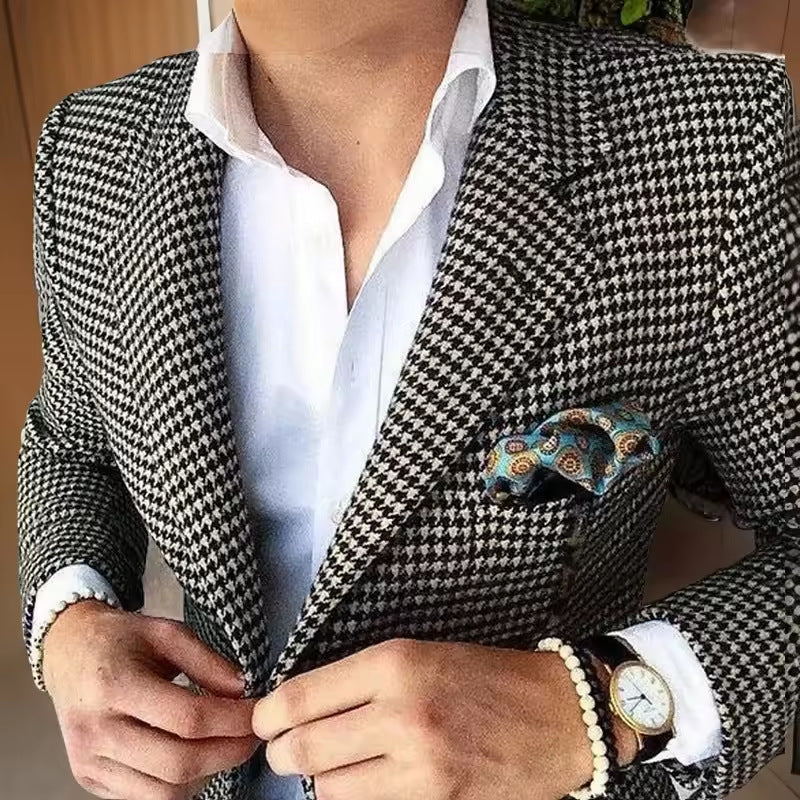 Men's Casual Houndstooth Blazer
