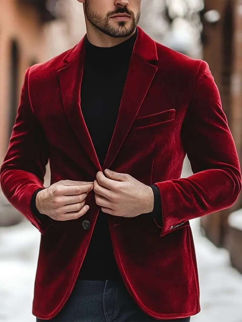 Velvet Blazer For Men Slim-fit