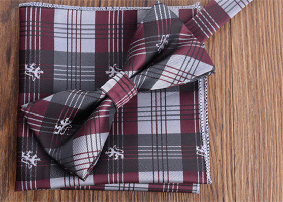Fashion Adult Men's Pocket Square Bow Tie Two-piece Suit