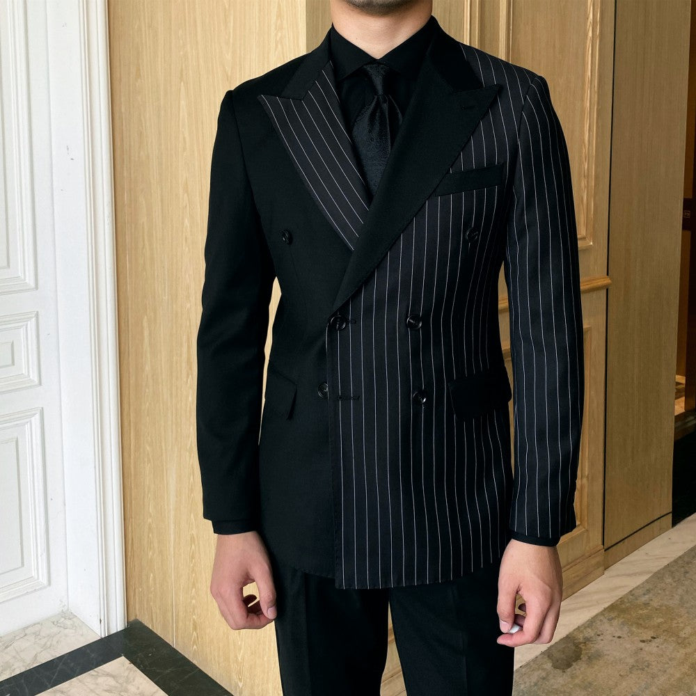 Men's Striped Double Breasted Blazer Tailored