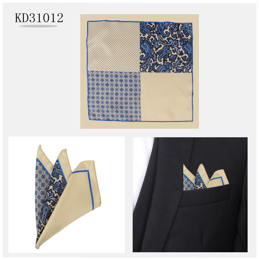 Men's Suit Pocket Cashew Flower Pattern Business Small Square Scarf