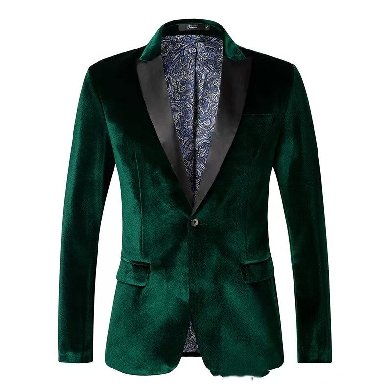 Autumn And Winter Golden Velvet Blazer High Quality Slim Fit Blazer Fashion Casual Men Groom Singer