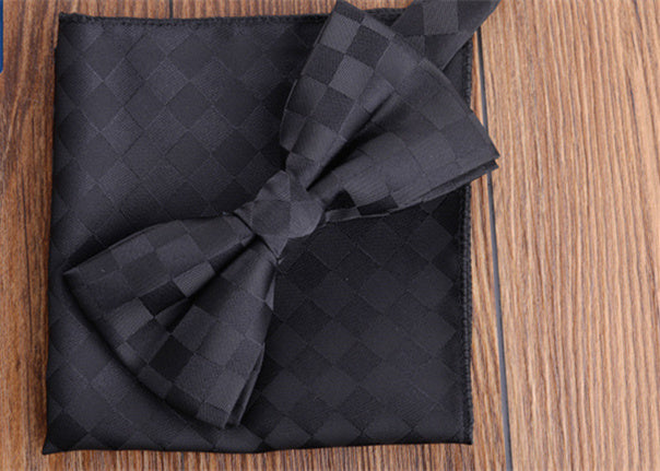 Fashion Adult Men's Pocket Square Bow Tie Two-piece Suit