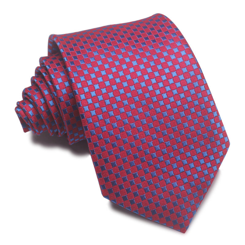 8CM Polyester Jacquard Striped Tie Men's Business Formal Red Black Blue