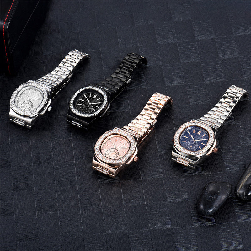 Men's Alloy And Diamond Luxury Wristwatch