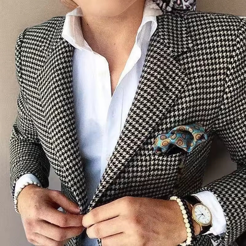 Men's Casual Houndstooth Blazer