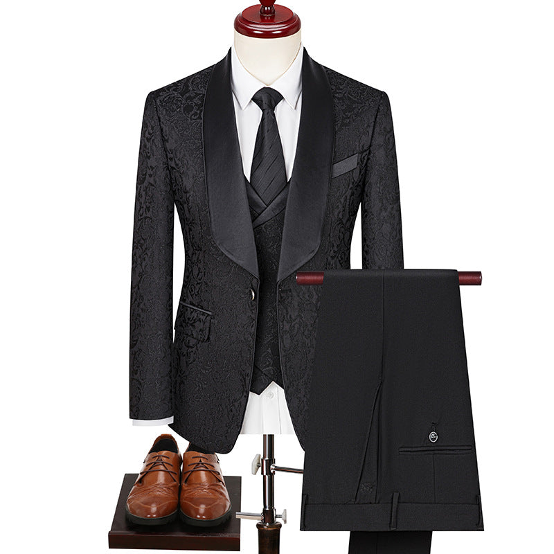 Men's Jacquard Wedding Dress Groom Suit