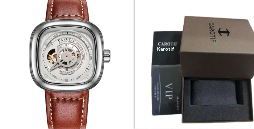 Men's Hollow Square Dial Mechanical Watch