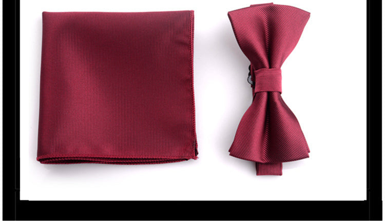 Fashion Adult Men's Pocket Square Bow Tie Two-piece Suit