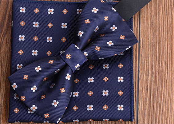 Fashion Adult Men's Pocket Square Bow Tie Two-piece Suit