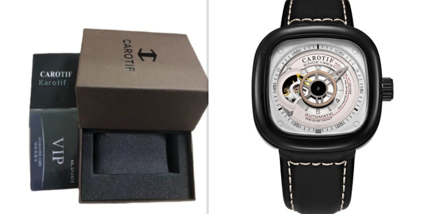 Men's Hollow Square Dial Mechanical Watch