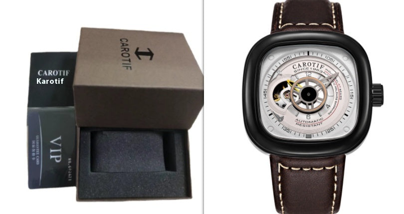 Men's Hollow Square Dial Mechanical Watch