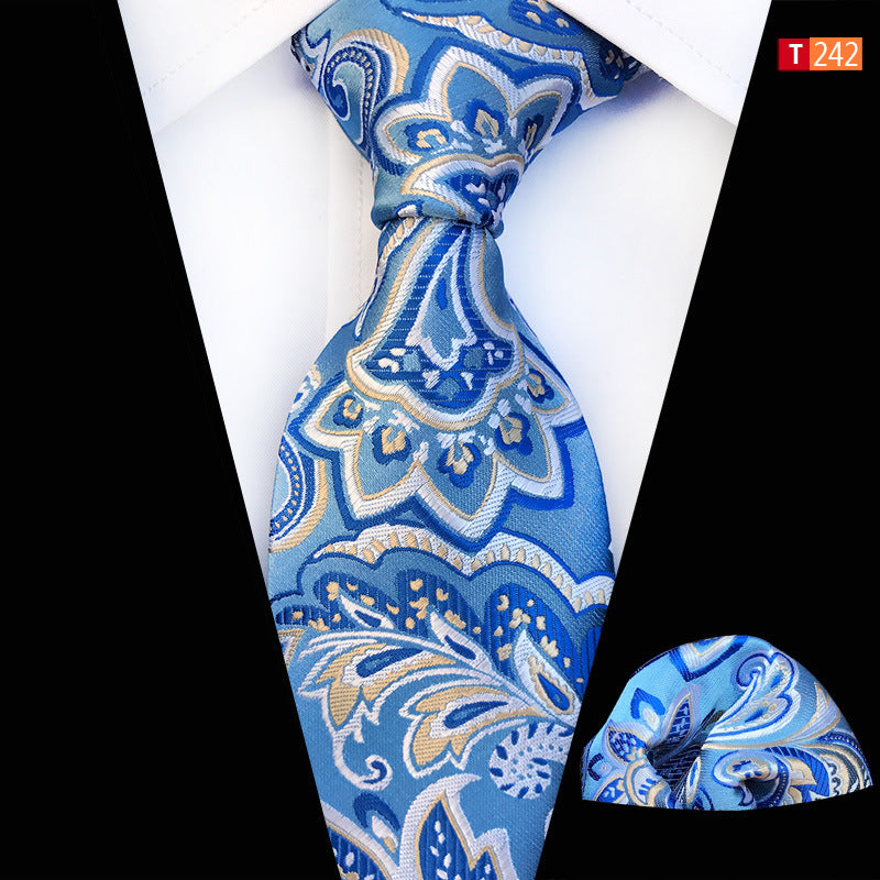 Pocket Square Tie Two-piece Set Polyester Jacquard High Filling Density Fabric