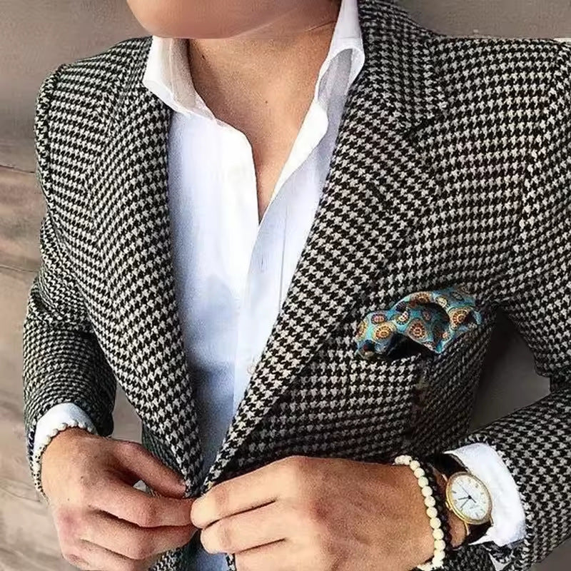 Men's Casual Houndstooth Blazer