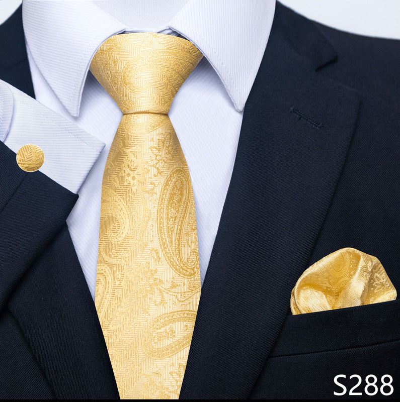 Men's Creative All-match Business Formal Wear Tie Scarf Cuff Buckle Set