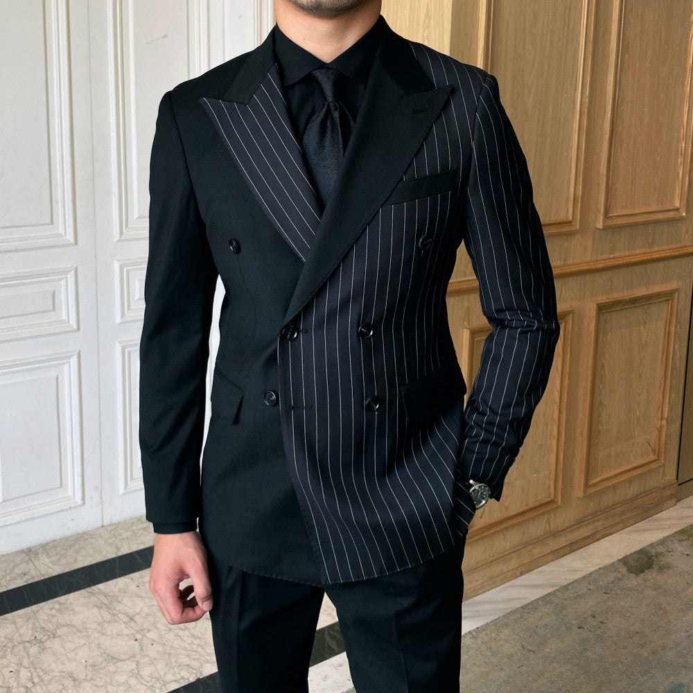Men's Striped Double Breasted Blazer Tailored
