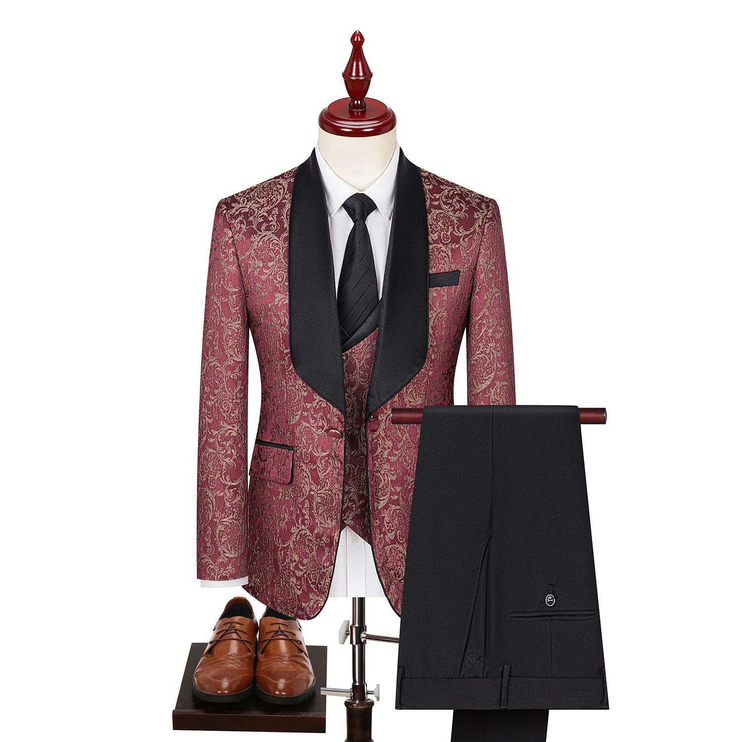 Men's Jacquard Wedding Dress Groom Suit