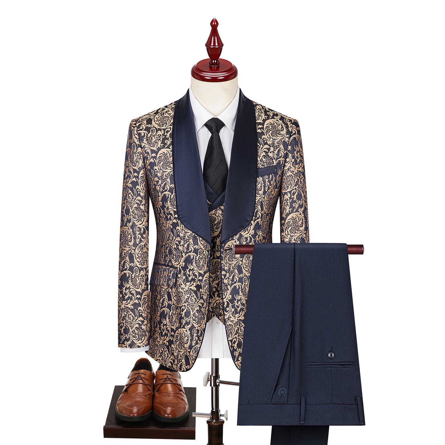 Men's Jacquard Wedding Dress Groom Suit