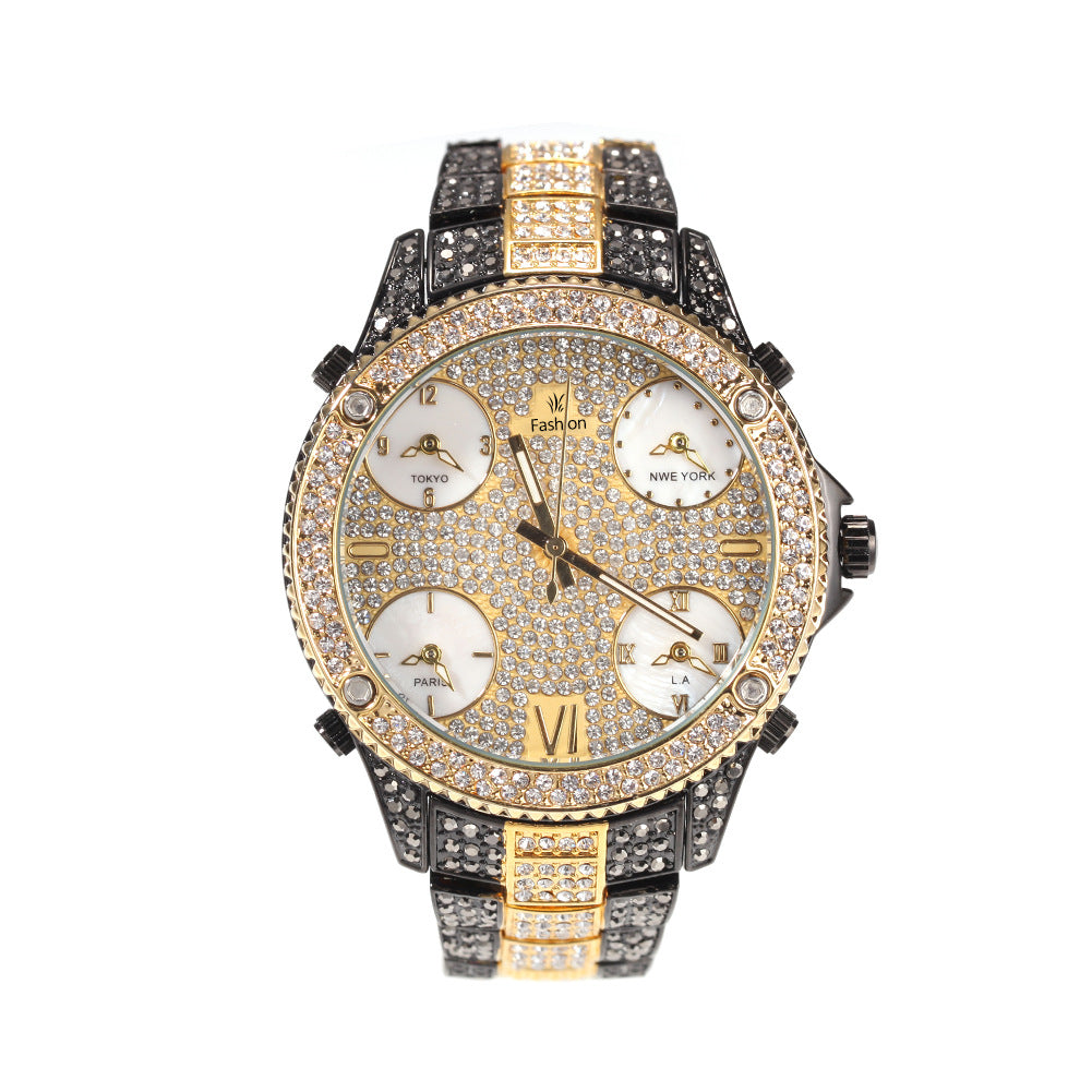 Full Diamond Large Dial Wristwatch