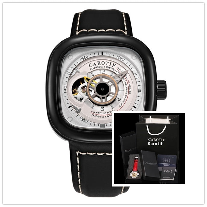 Men's Hollow Square Dial Mechanical Watch