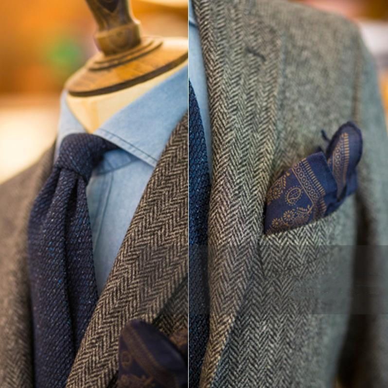 Mens British Style Retro Tweed Wool Blazer