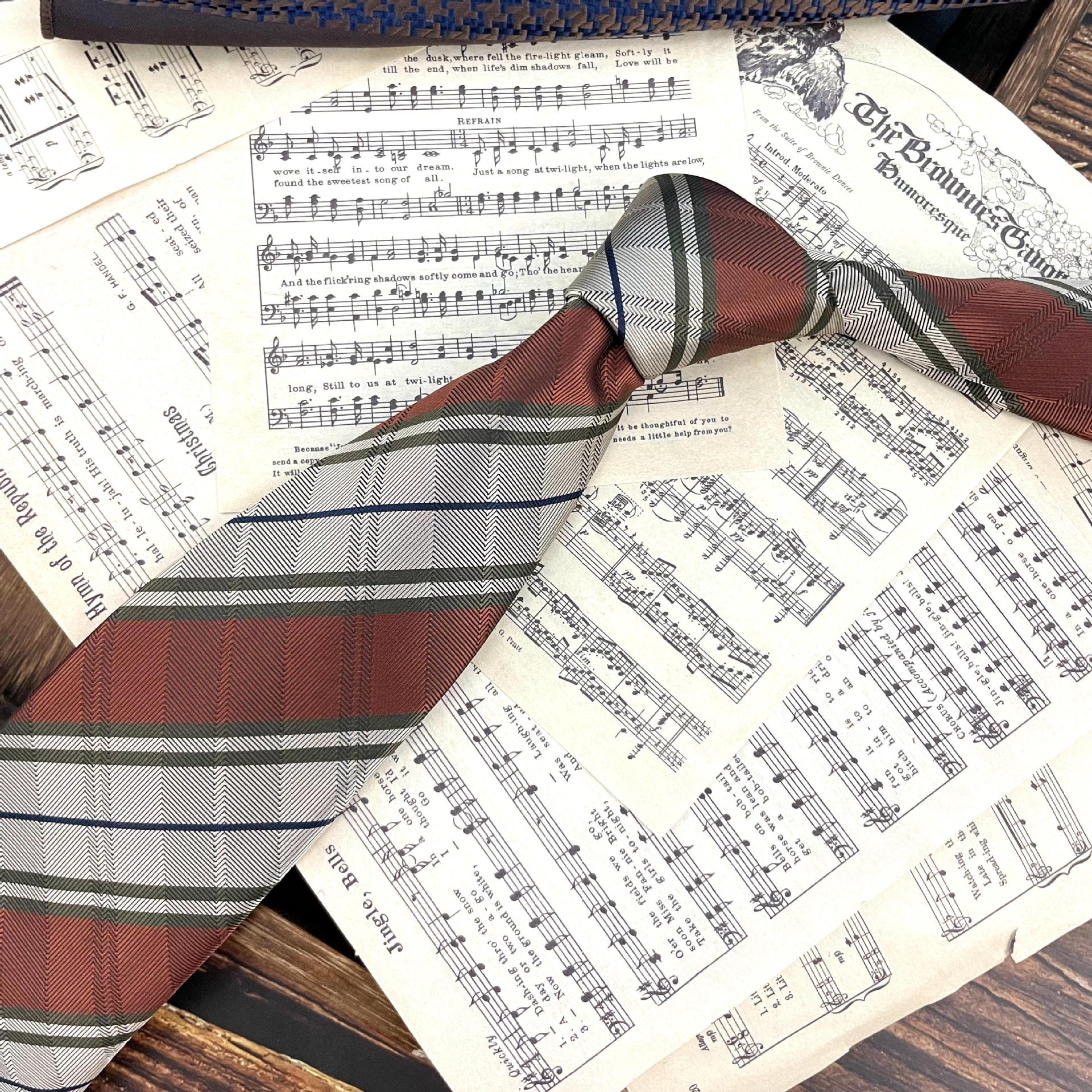 Retro Coffee Color Orange Red Striped Tie Hand Hit 8CM Men