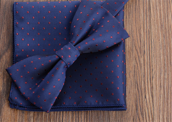 Fashion Adult Men's Pocket Square Bow Tie Two-piece Suit