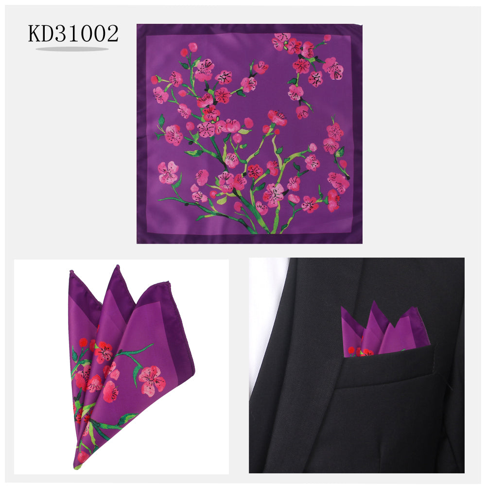 Men's Suit Pocket Cashew Flower Pattern Business Small Square Scarf