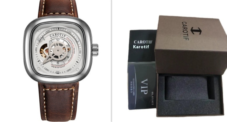 Men's Hollow Square Dial Mechanical Watch