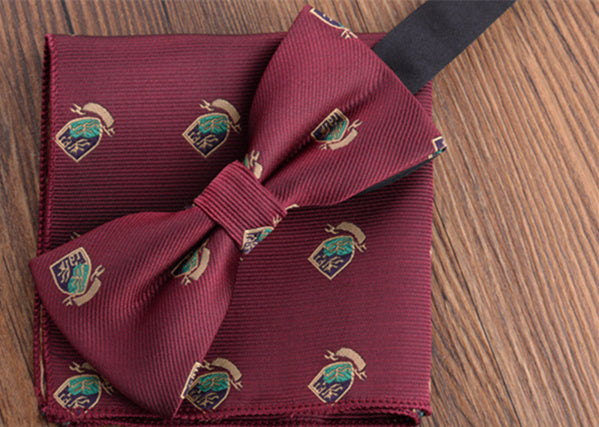 Fashion Adult Men's Pocket Square Bow Tie Two-piece Suit